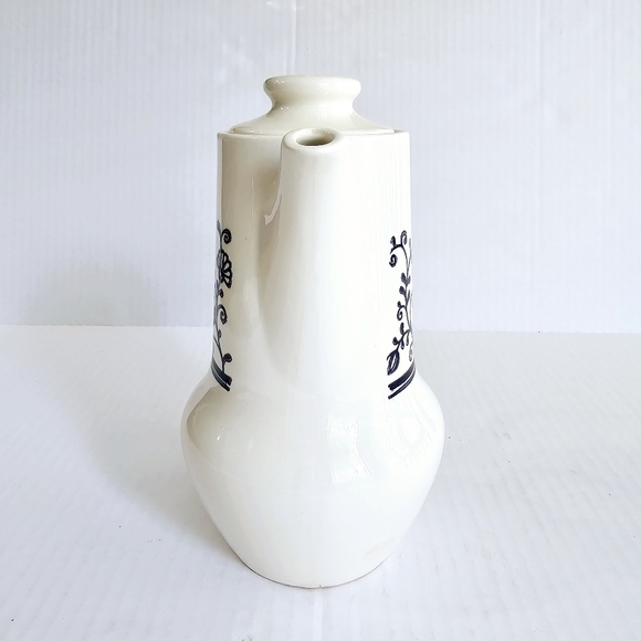 Vintage Homer Laughlin ironstone coffee pot Sheffield provincial blue off white - Picture 4 of 13